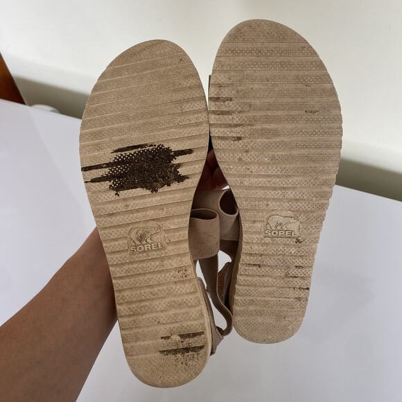 Sorel Sandals Womens Size 8.5 NL2202-204 Gold Leather Gladiator Flat Shoes - Picture 4 of 6